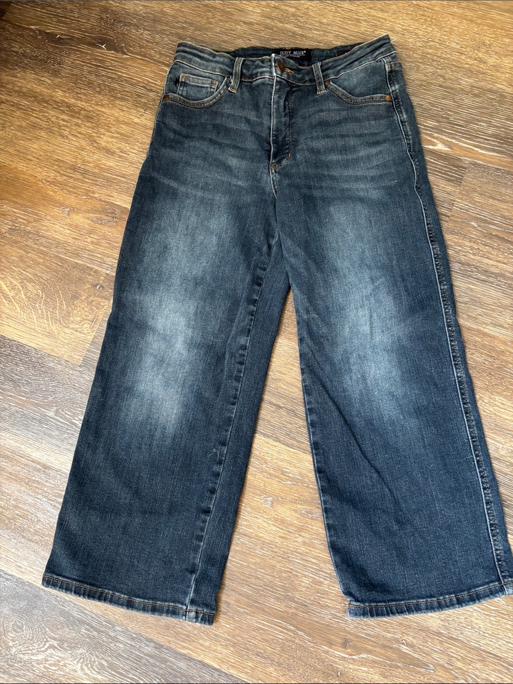 Judy Blue Washed Cropped Wide-Leg Jeans size 9